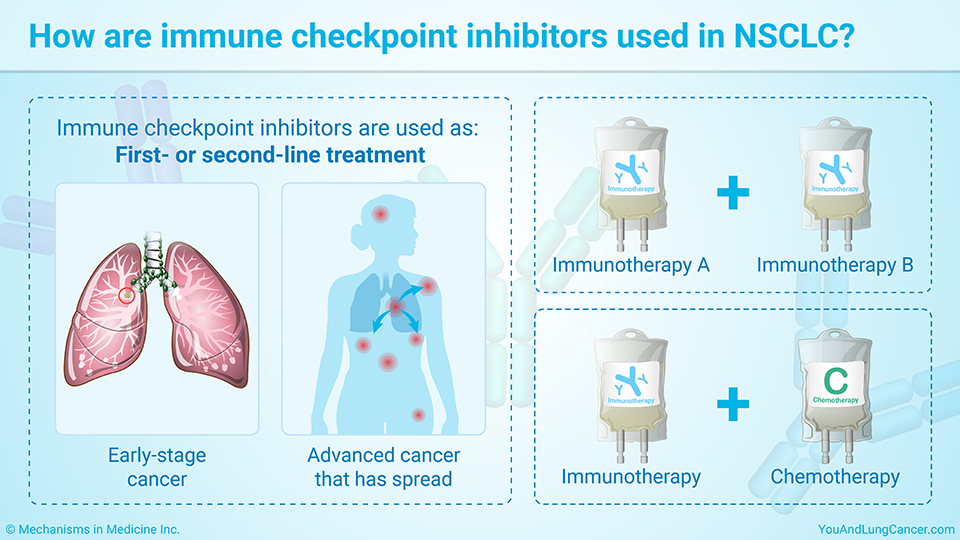 How are immune checkpoint inhibitors used in NSCLC?